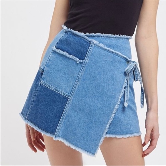 Urban Outfitters Dresses & Skirts - Urban Outfitters BDG Frayed Patchwork Denim Wrap Mini Skirt Size Small